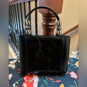 Authentic Christian Dior Black Patent Top-Handle Tote Bag
